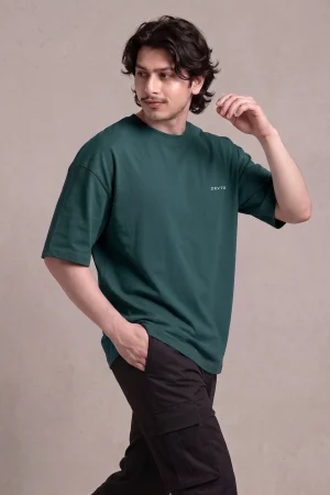 [ ORVTO ] Classic Petrol Blue Oversized T-Shirt
