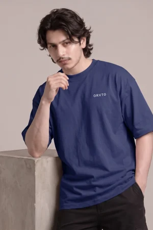 [ ORVTO ] Classic Royal Blue Oversized T-Shirt